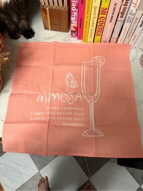 Mimosa Printed Kitchen Towel - Coral Pink